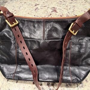Hobo Elegant Black Leather Shoulder Bag